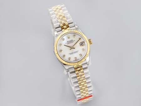 ロレックス女性 高品質31mm石英電池式腕時計