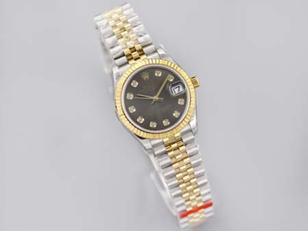 ロレックス女性 高品質31mm石英電池式腕時計