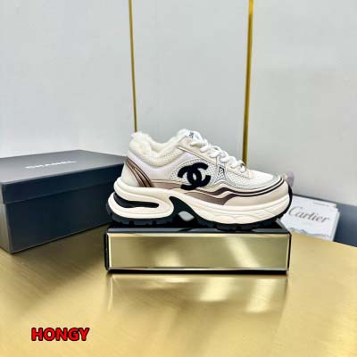 2024年11月25日秋冬高品質新品入荷シャネルレザー 羊毛 裏ボア スニーカー HY工場