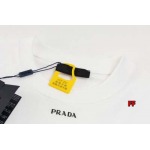 2025年高品質 新品春夏PRADA 半袖Tシャツ 綿 Tシャツ 男女兼用 HUAREN工場