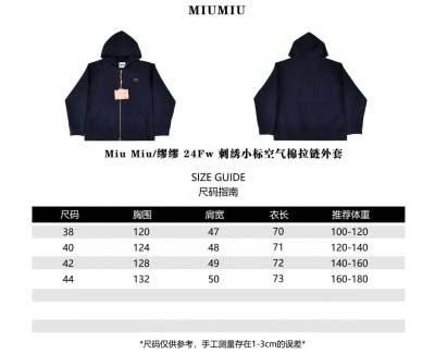 Miu Miu-24Fw刺繡小標エアコットンジッパーコートで...