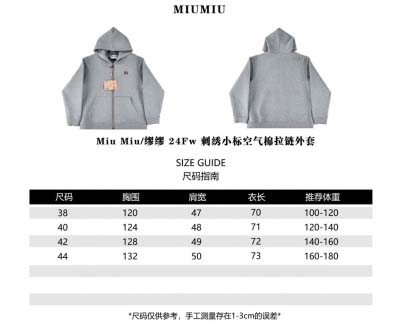 Miu Miu-24Fw刺繡小標エアコットンジッパーコートで...