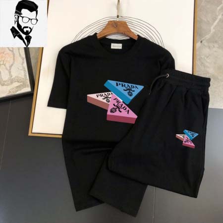 2025年3月28日入荷新作PRADA春秋メンズ 半袖上下セットM-5XL/zhan工場